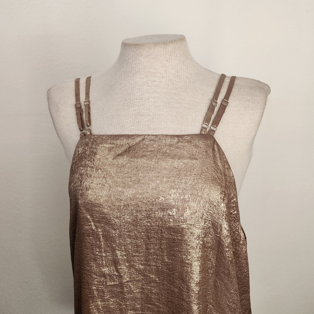 Shein Halter Curve Draped Back Foil Sleeveless Top Gold Plus Size 2X - Picture 6 of 14